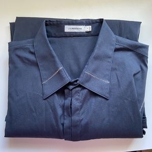 Men's Black Button Down with White Stitching